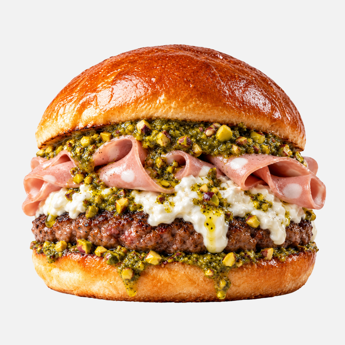 Burger di Scottona Pistacchio & Mortadella
